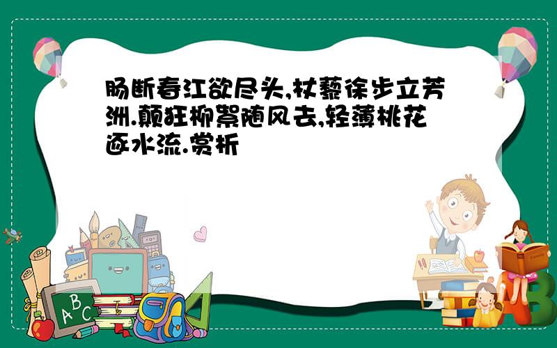 肠断春江欲尽头,杖藜徐步立芳洲.颠狂柳絮随风去,轻薄桃花逐水流.赏析