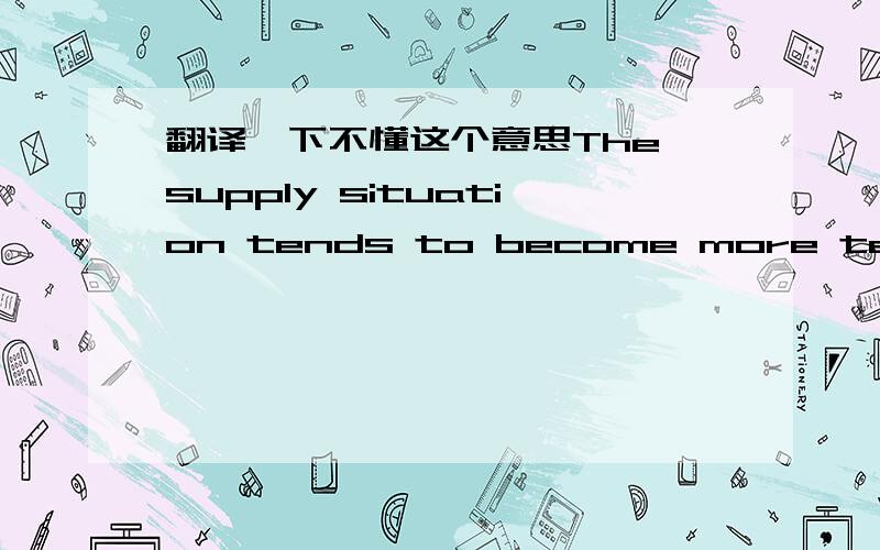 翻译一下不懂这个意思The supply situation tends to become more tense da