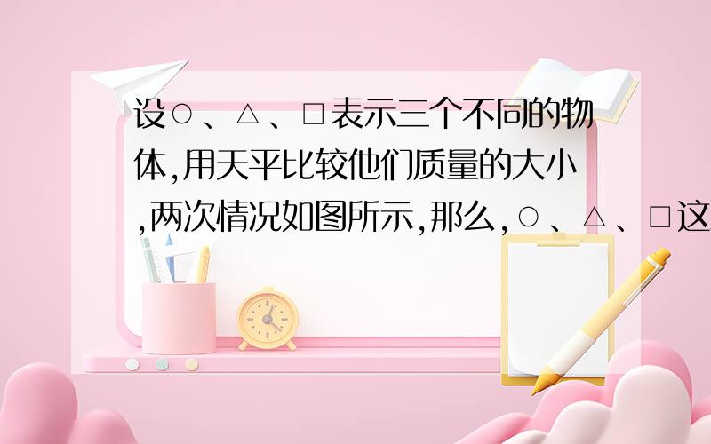 设○、△、□表示三个不同的物体,用天平比较他们质量的大小,两次情况如图所示,那么,○、△、□这三个物