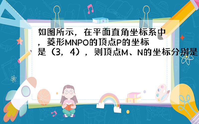 如图所示，在平面直角坐标系中，菱形MNPO的顶点P的坐标是（3，4），则顶点M、N的坐标分别是（　　）