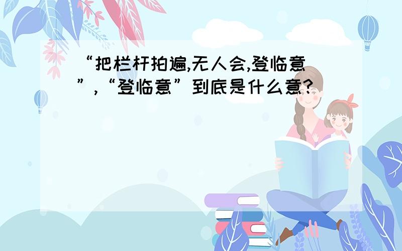 “把栏杆拍遍,无人会,登临意”,“登临意”到底是什么意?