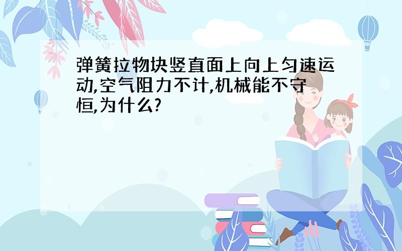 弹簧拉物块竖直面上向上匀速运动,空气阻力不计,机械能不守恒,为什么?