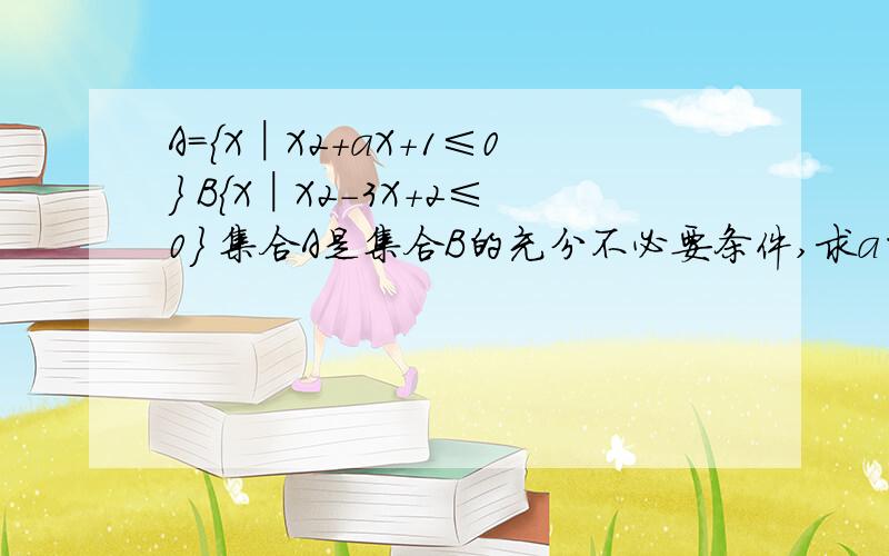 A={X│X2+aX+1≤0} B{X│X2-3X+2≤0} 集合A是集合B的充分不必要条件,求a的取值范围?