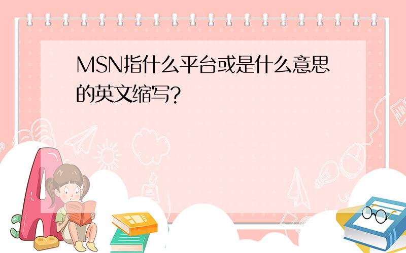 MSN指什么平台或是什么意思的英文缩写?