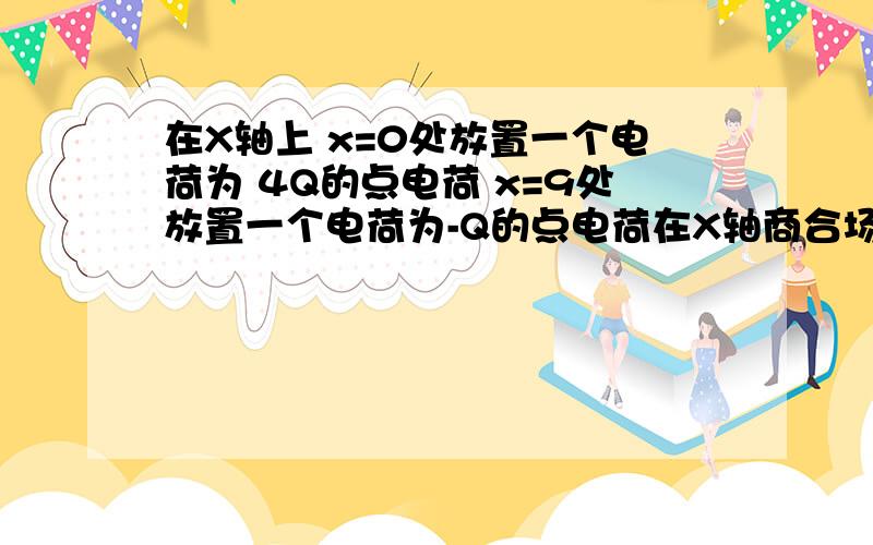 在X轴上 x=0处放置一个电荷为 4Q的点电荷 x=9处放置一个电荷为-Q的点电荷在X轴商合场强的方向沿X轴正方向的区域