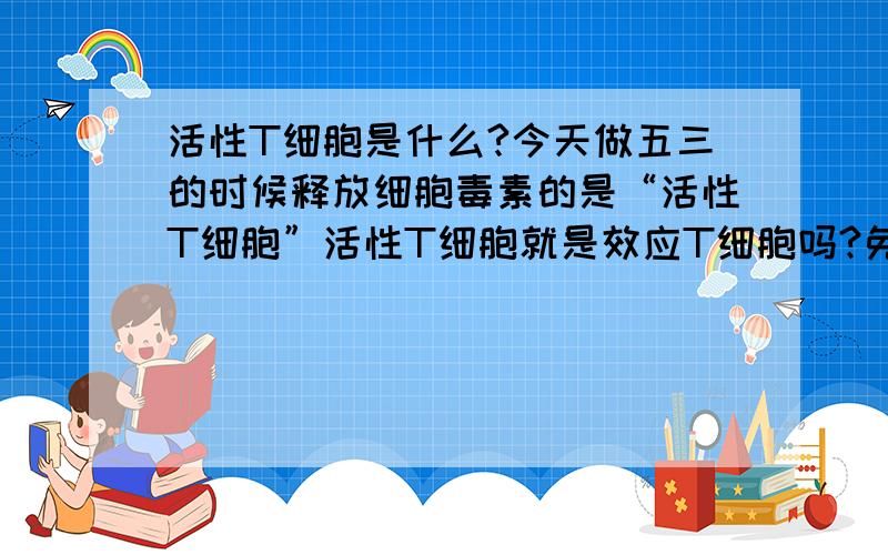 活性T细胞是什么?今天做五三的时候释放细胞毒素的是“活性T细胞”活性T细胞就是效应T细胞吗?免疫活性T细胞？是什么?是效