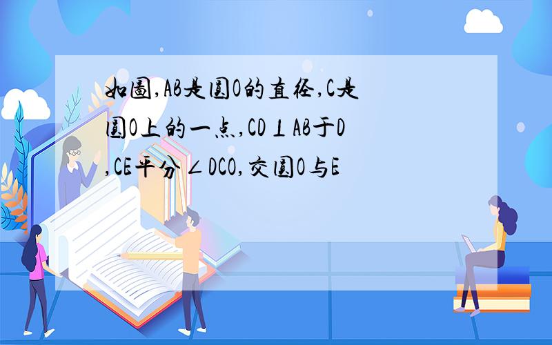 如图,AB是圆O的直径,C是圆O上的一点,CD⊥AB于D,CE平分∠DCO,交圆O与E