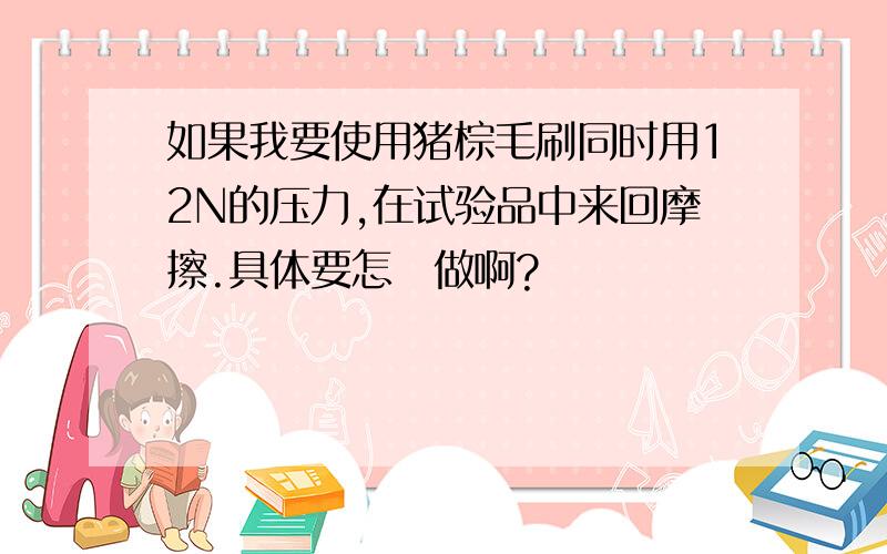 如果我要使用猪棕毛刷同时用12N的压力,在试验品中来回摩擦.具体要怎麼做啊?