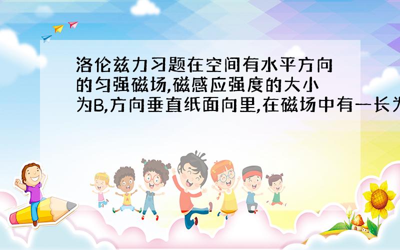 洛伦兹力习题在空间有水平方向的匀强磁场,磁感应强度的大小为B,方向垂直纸面向里,在磁场中有一长为L、内壁光滑且绝缘的细筒