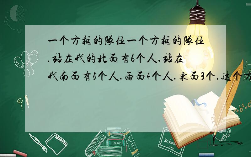 一个方框的队伍一个方框的队伍.站在我的北面有6个人,站在我南面有5个人,西面4个人,东面3个,这个方阵有多少人?为什么答