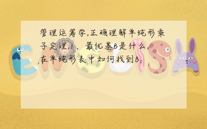 管理运筹学,正确理解单纯形乘子定理,1、最优基B是什么,在单纯形表中如何找到B；