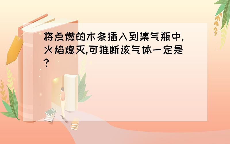 将点燃的木条插入到集气瓶中,火焰熄灭,可推断该气体一定是?