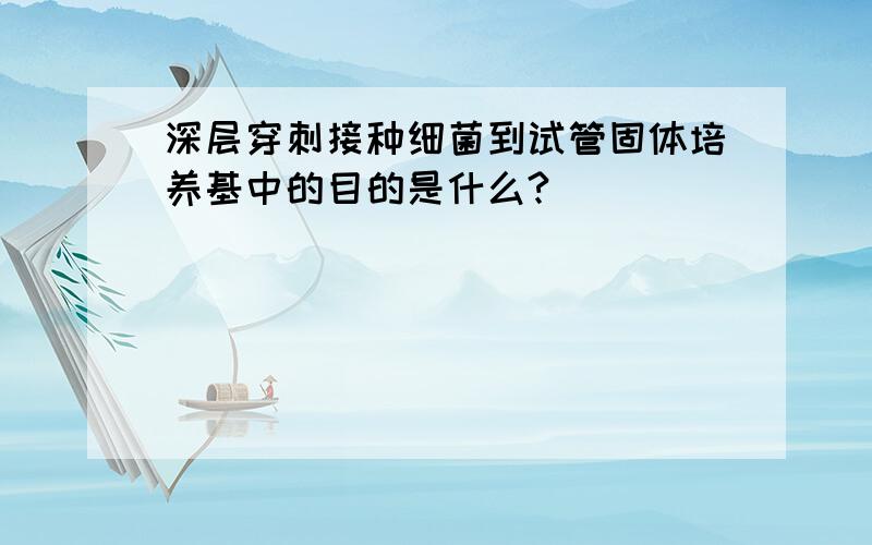 深层穿刺接种细菌到试管固体培养基中的目的是什么?