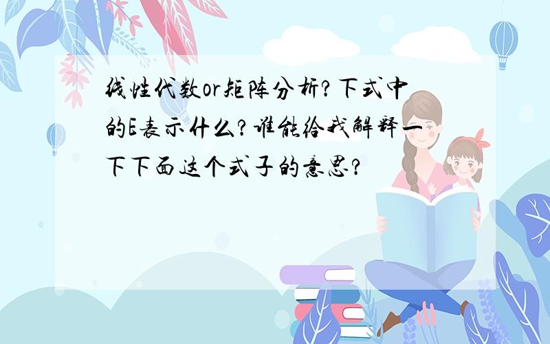 线性代数or矩阵分析?下式中的E表示什么?谁能给我解释一下下面这个式子的意思?