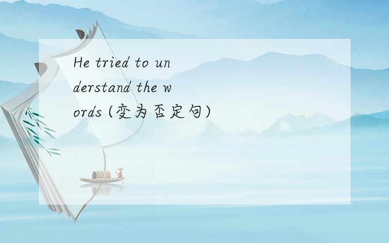 He tried to understand the words (变为否定句)