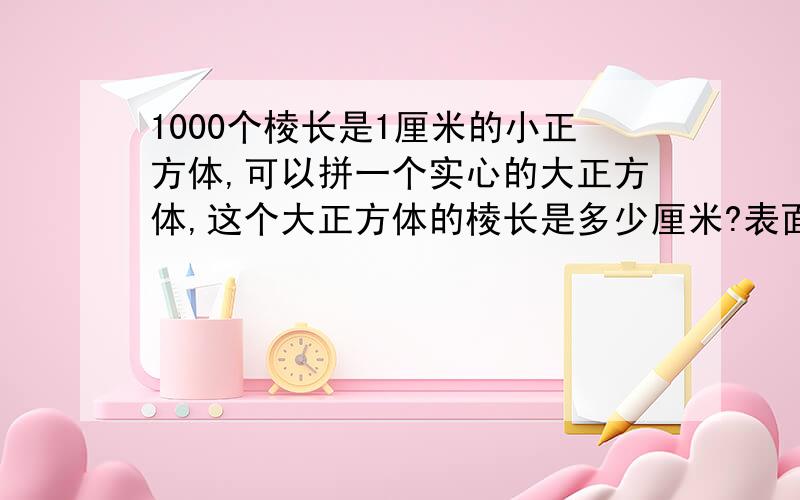 1000个棱长是1厘米的小正方体,可以拼一个实心的大正方体,这个大正方体的棱长是多少厘米?表面积是多少?