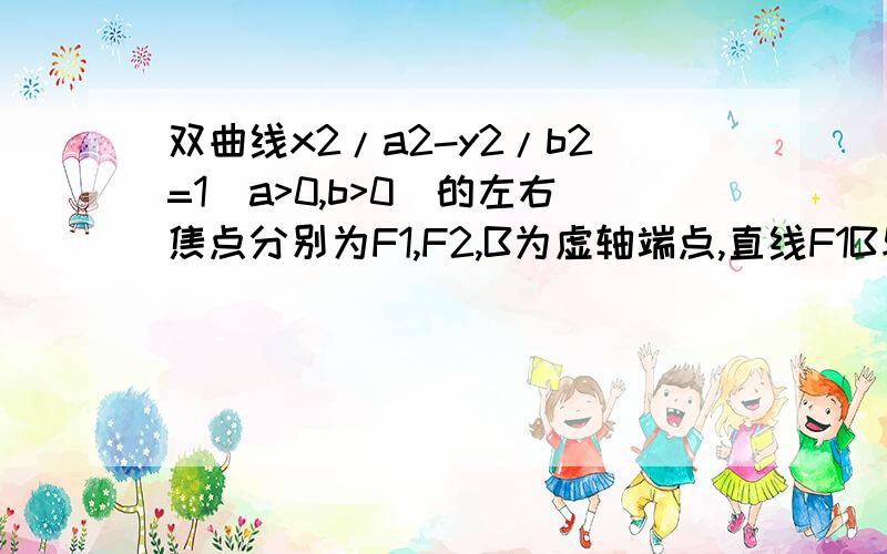 双曲线x2/a2-y2/b2=1(a>0,b>0)的左右焦点分别为F1,F2,B为虚轴端点,直线F1B与C的俩条渐近线分