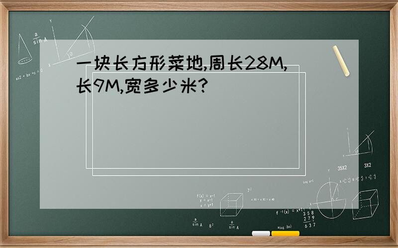 一块长方形菜地,周长28M,长9M,宽多少米?