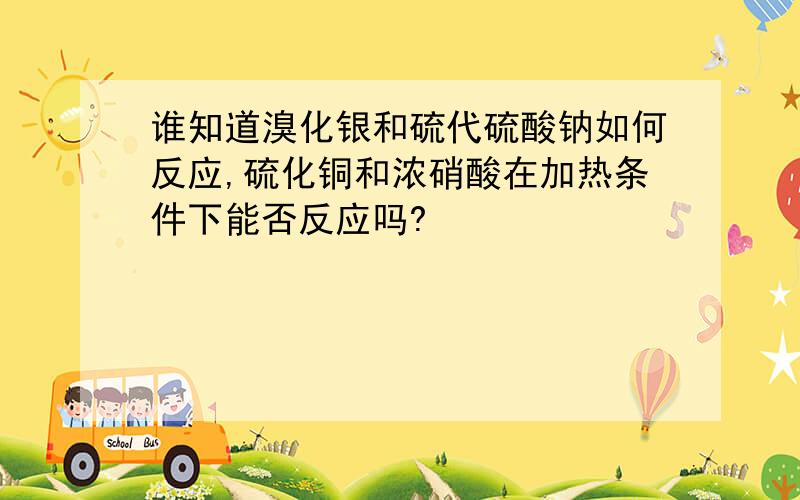 谁知道溴化银和硫代硫酸钠如何反应,硫化铜和浓硝酸在加热条件下能否反应吗?