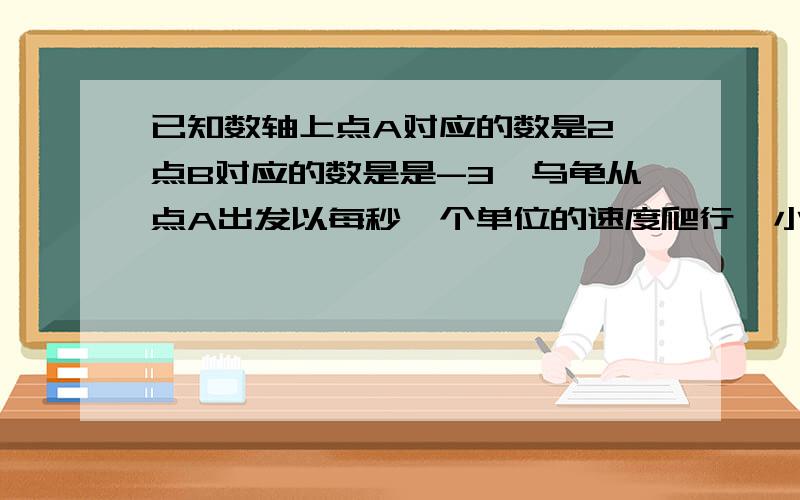 已知数轴上点A对应的数是2,点B对应的数是是-3,乌龟从点A出发以每秒一个单位的速度爬行,小白兔