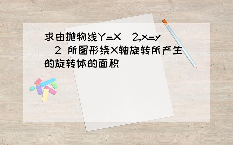 求由抛物线Y=X^2,x=y^2 所图形绕X轴旋转所产生的旋转体的面积