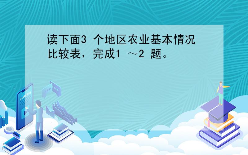 读下面3 个地区农业基本情况比较表，完成1 ～2 题。