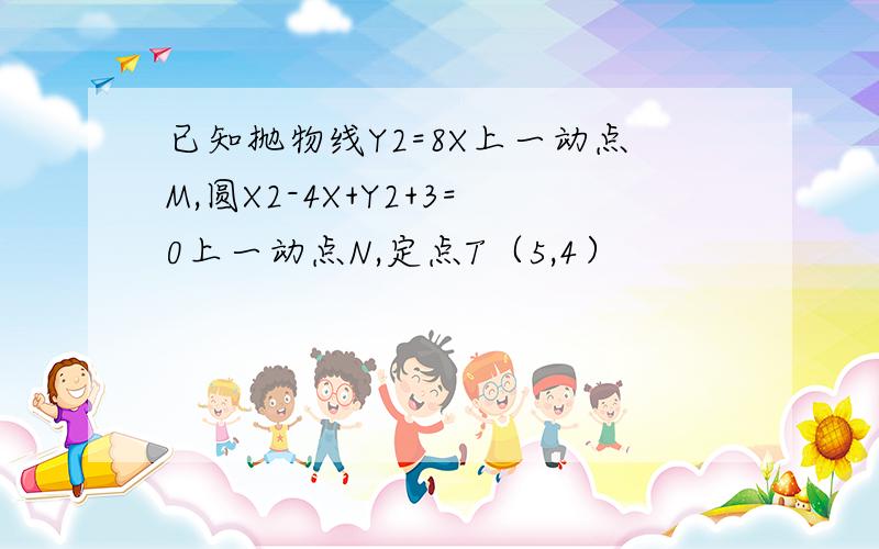 已知抛物线Y2=8X上一动点M,圆X2-4X+Y2+3=0上一动点N,定点T（5,4）