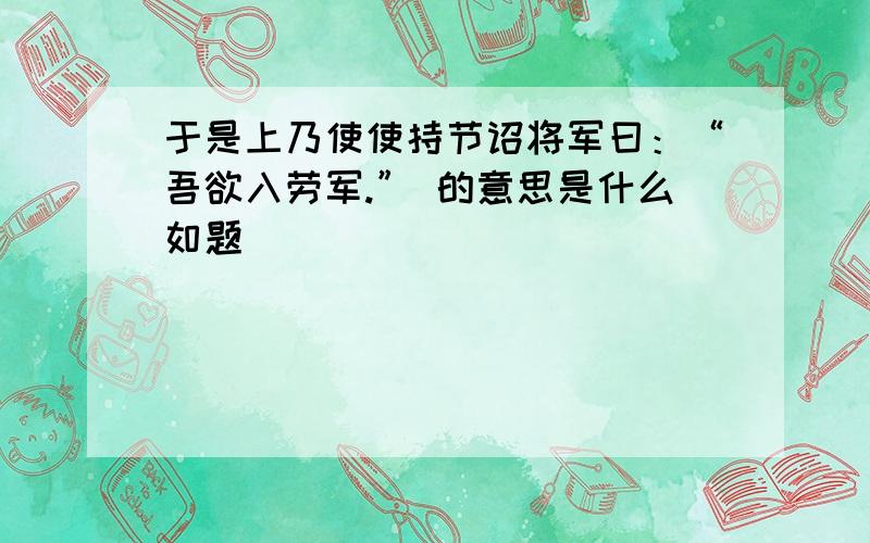 于是上乃使使持节诏将军曰：“吾欲入劳军.” 的意思是什么如题