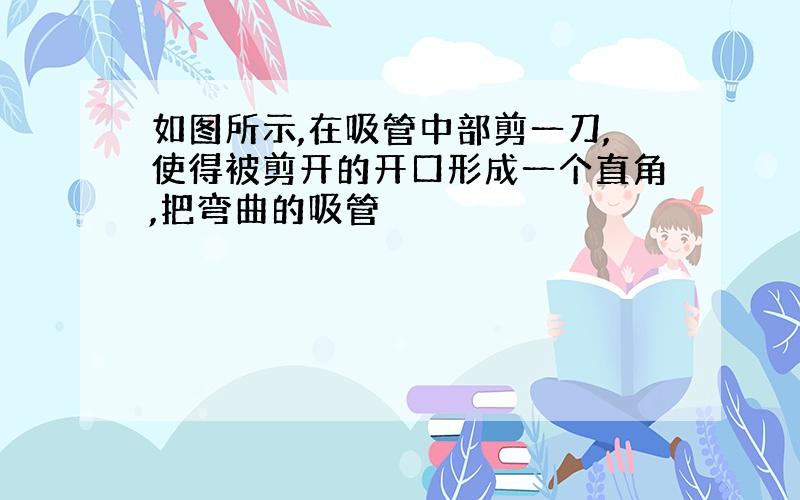 如图所示,在吸管中部剪一刀,使得被剪开的开口形成一个直角,把弯曲的吸管