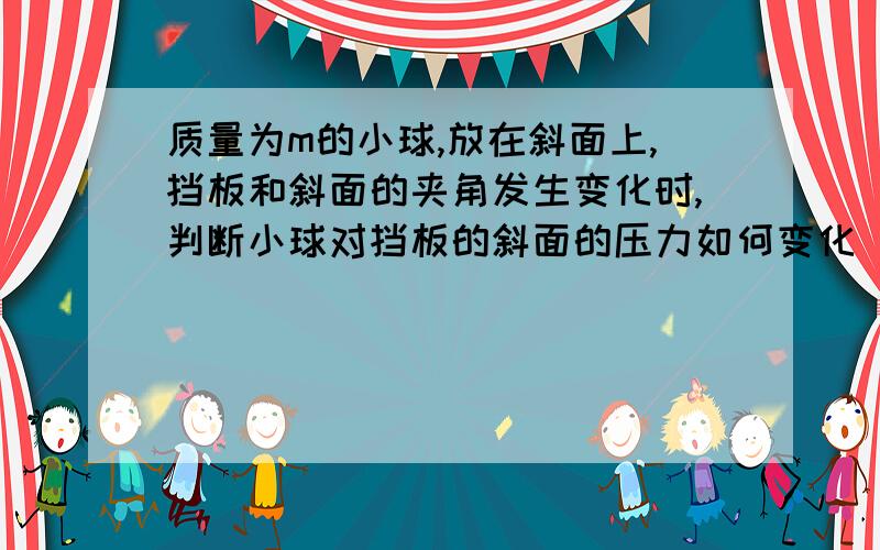 质量为m的小球,放在斜面上,挡板和斜面的夹角发生变化时,判断小球对挡板的斜面的压力如何变化