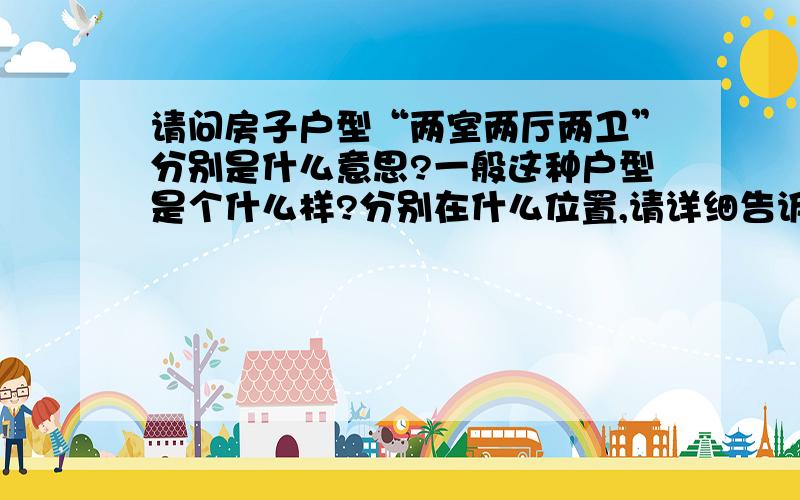 请问房子户型“两室两厅两卫”分别是什么意思?一般这种户型是个什么样?分别在什么位置,请详细告诉一...