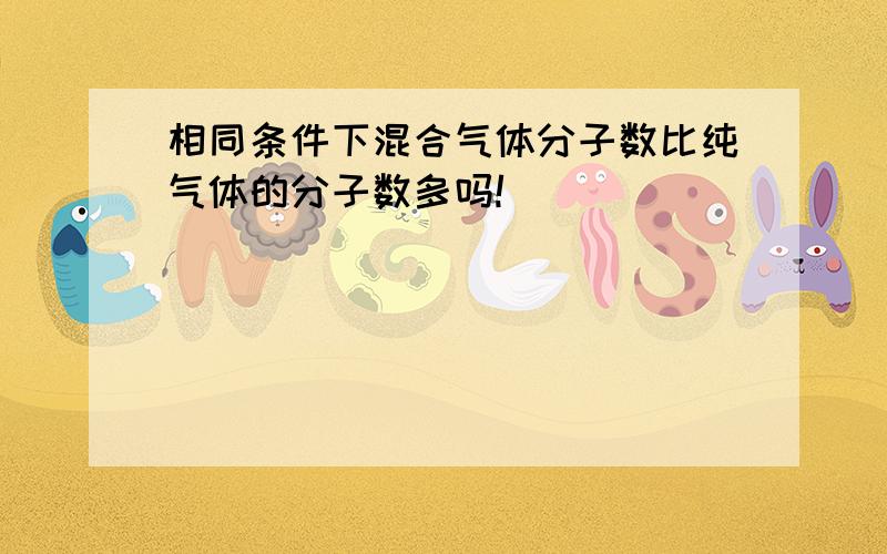 相同条件下混合气体分子数比纯气体的分子数多吗!