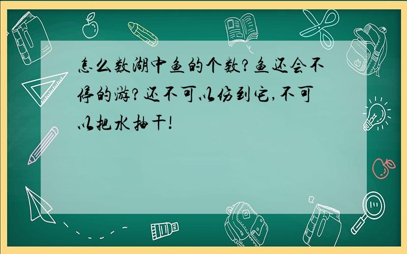 怎么数湖中鱼的个数?鱼还会不停的游?还不可以伤到它,不可以把水抽干!