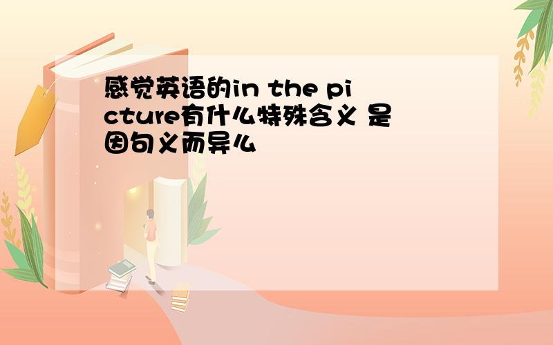 感觉英语的in the picture有什么特殊含义 是因句义而异么