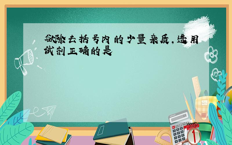 欲除去括号内的少量杂质,选用试剂正确的是