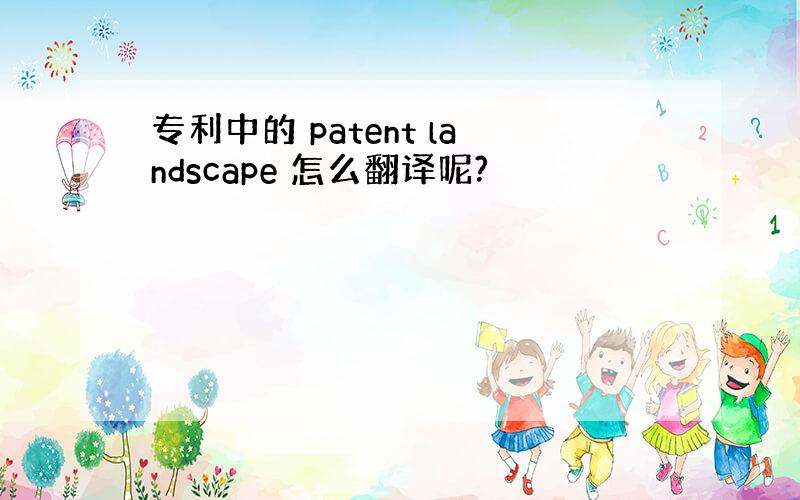 专利中的 patent landscape 怎么翻译呢?