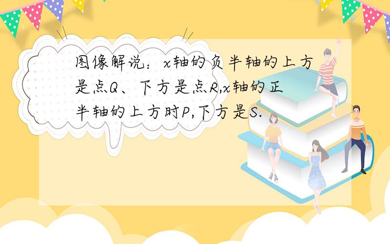 图像解说：x轴的负半轴的上方是点Q、下方是点R,x轴的正半轴的上方时P,下方是S.