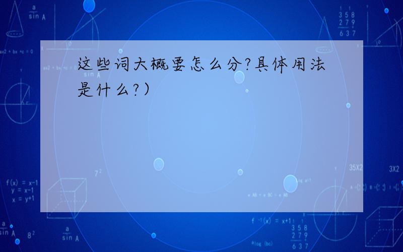 这些词大概要怎么分?具体用法是什么?）