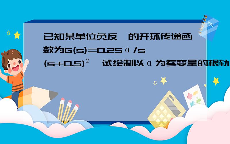 已知某单位负反馈的开环传递函数为G(s)=0.25α/s(s+0.5)²,试绘制以α为参变量的根轨迹图.