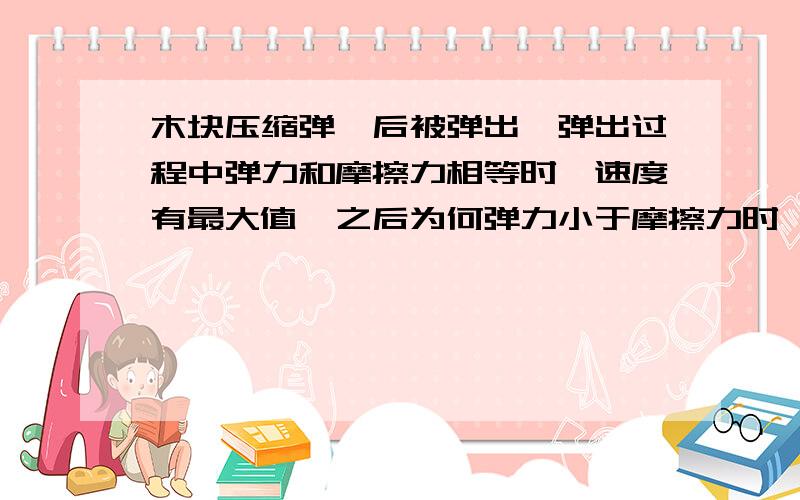 木块压缩弹簧后被弹出,弹出过程中弹力和摩擦力相等时,速度有最大值,之后为何弹力小于摩擦力时,木块不停止?