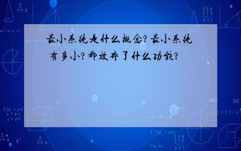 最小系统是什么概念?最小系统 有多小?都放弃了什么功能?