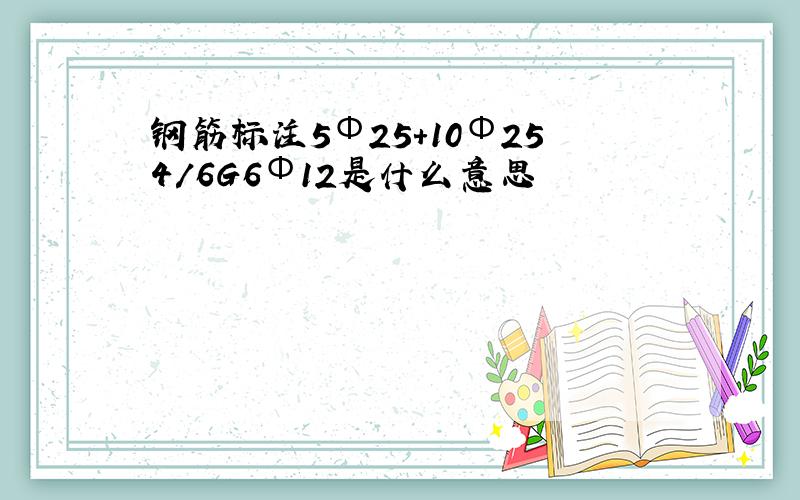 钢筋标注5Φ25+10Φ254/6G6Φ12是什么意思