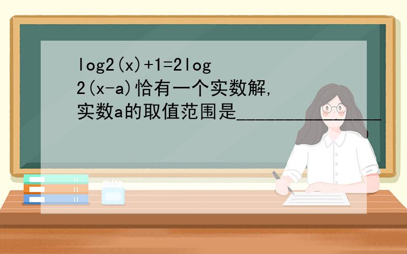 log2(x)+1=2log2(x-a)恰有一个实数解,实数a的取值范围是_______________