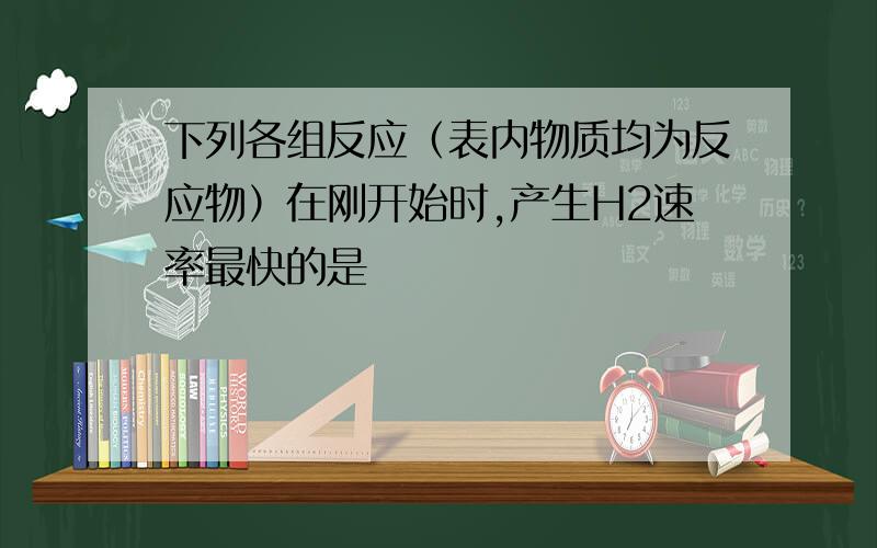 下列各组反应（表内物质均为反应物）在刚开始时,产生H2速率最快的是