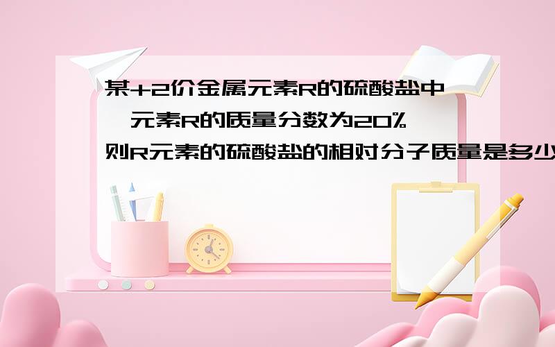 某+2价金属元素R的硫酸盐中,元素R的质量分数为20%,则R元素的硫酸盐的相对分子质量是多少?