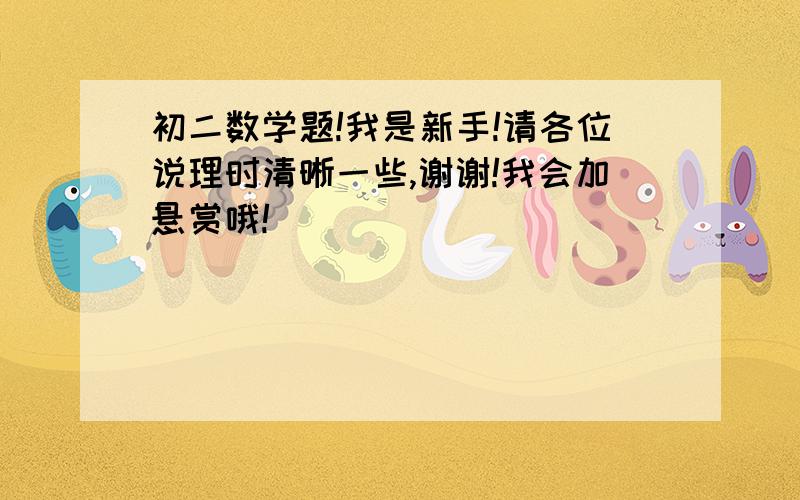 初二数学题!我是新手!请各位说理时清晰一些,谢谢!我会加悬赏哦!