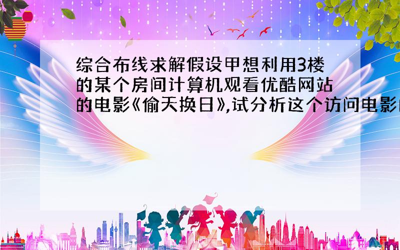 综合布线求解假设甲想利用3楼的某个房间计算机观看优酷网站的电影《偷天换日》,试分析这个访问电影的请求是如何通过这栋楼的综