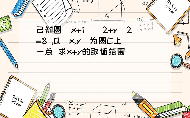 已知圆(x+1)^2+y^2=8 ,Q（x,y)为圆C上一点 求x+y的取值范围