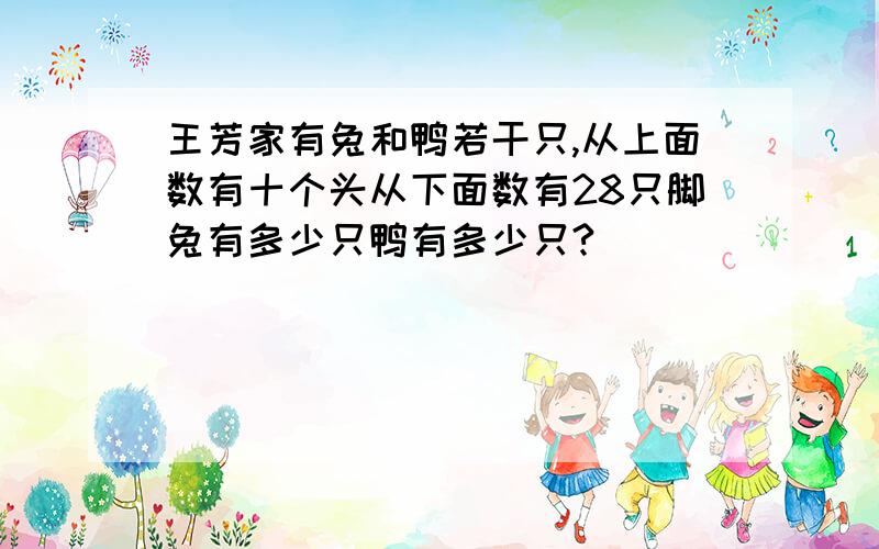 王芳家有兔和鸭若干只,从上面数有十个头从下面数有28只脚兔有多少只鸭有多少只?