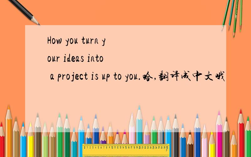 How you turn your ideas into a project is up to you.哈,翻译成中文哦